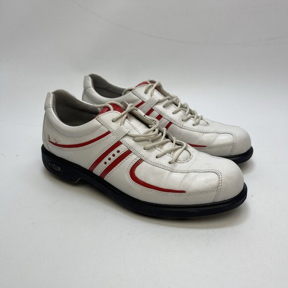 Ecco Womens White/ Red Golf Shoes Size 39 Euro Leather Uppers Shoe Sports - Picture 1 of 15